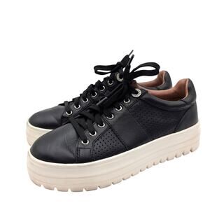 Linea Paolo Jett Platform Sneaker Shoes Lace-Up Women's Black Size US6M EU37